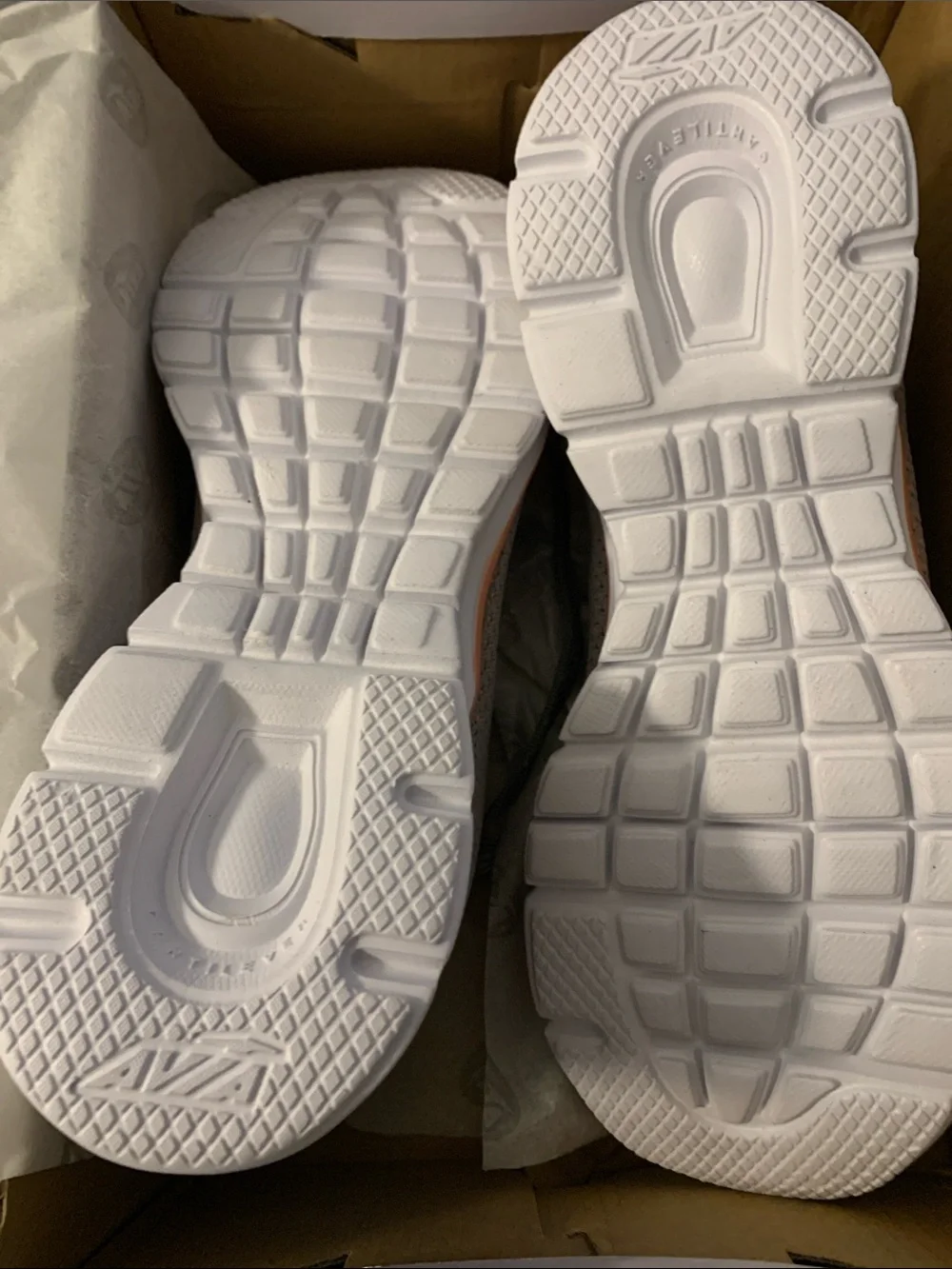 Avia Women's Gray Knit Walking Shoes with Peach Accents